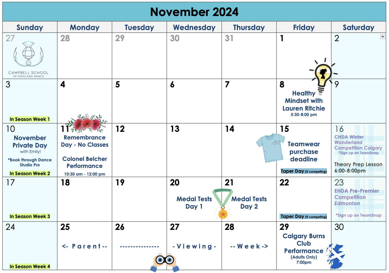 Family dashboard - November Calendar